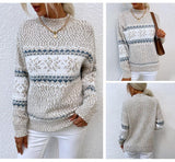 Pull de Noël à col montant et flocons de neige pour femmes