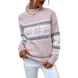 Pull de Noël à col montant et flocons de neige pour femmes