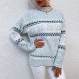 Pull de Noël à col montant et flocons de neige pour femmes