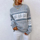 Pull de Noël à col montant et flocons de neige pour femmes