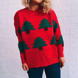 Hauts tricotés à col montant et imprimé sapin de Noël pour femme