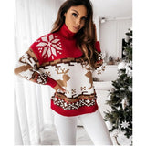 Women's Christmas Ladies Jumper Reindeer Turtleneck Sweaters