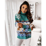 Women's Christmas Ladies Jumper Reindeer Turtleneck Sweaters
