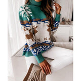 Women's Christmas Ladies Jumper Reindeer Turtleneck Sweaters