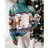 Women's Christmas Ladies Jumper Reindeer Turtleneck Sweaters