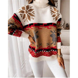 Women's Christmas Ladies Jumper Reindeer Turtleneck Sweaters