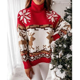 Women's Christmas Ladies Jumper Reindeer Turtleneck Sweaters